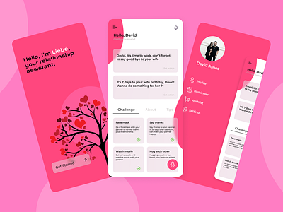 Liebe mobile app app assistant design figma mobile app mobile design personal asisstant relationship ui ux