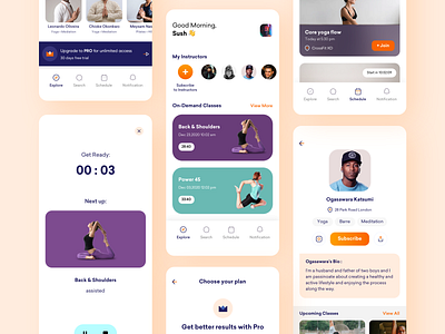 Fitness Instructor App🧘🏻‍♂️ clean design fitness gym mobile mobile ui pilates product design running trainer uidesign userexperiencedesign userinterface uxui workout