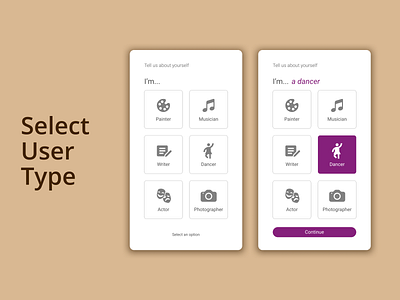 DailyUI Challenge 064 - Select User Type daily 100 challenge dailyui dailyui 064 dailyuichallenge mobile app mobile design mobile ui onboarding onboarding screen select user type ui ui design
