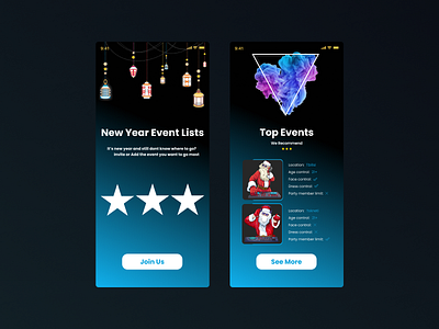 New Year Event List App 2020 app design design app event eventlist mobile app design mobile ui mobileapp newyear ui ui design uidesign ux