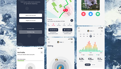 Pet Tracking-Dating animals caretaker cats dashboard dogs health healthcare mobile app mobile ui partners pet dating pet tracker pet tracking pets track tracking app ui uidesign ux walking