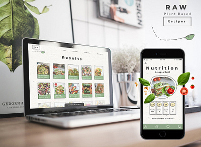 Plant (RAW) Based Recipe App design food plant based raw recipe responsive design ui ux vegan