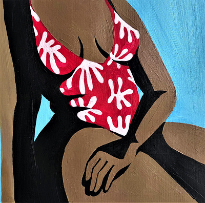 The Swimsuit acrylic paint beauty design feminine illustration matisse patterns poetry swimsuit woman