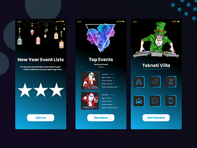 New Year Event List's App 2020 app design eventfinder happy mobile mobile app mobile app design mobile ui mobileapp newyear topevent ui uiux ux