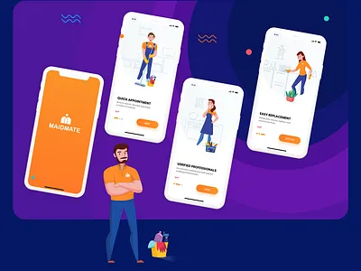 MAIDMATE UI UX On boarding interaction design uiux user interface