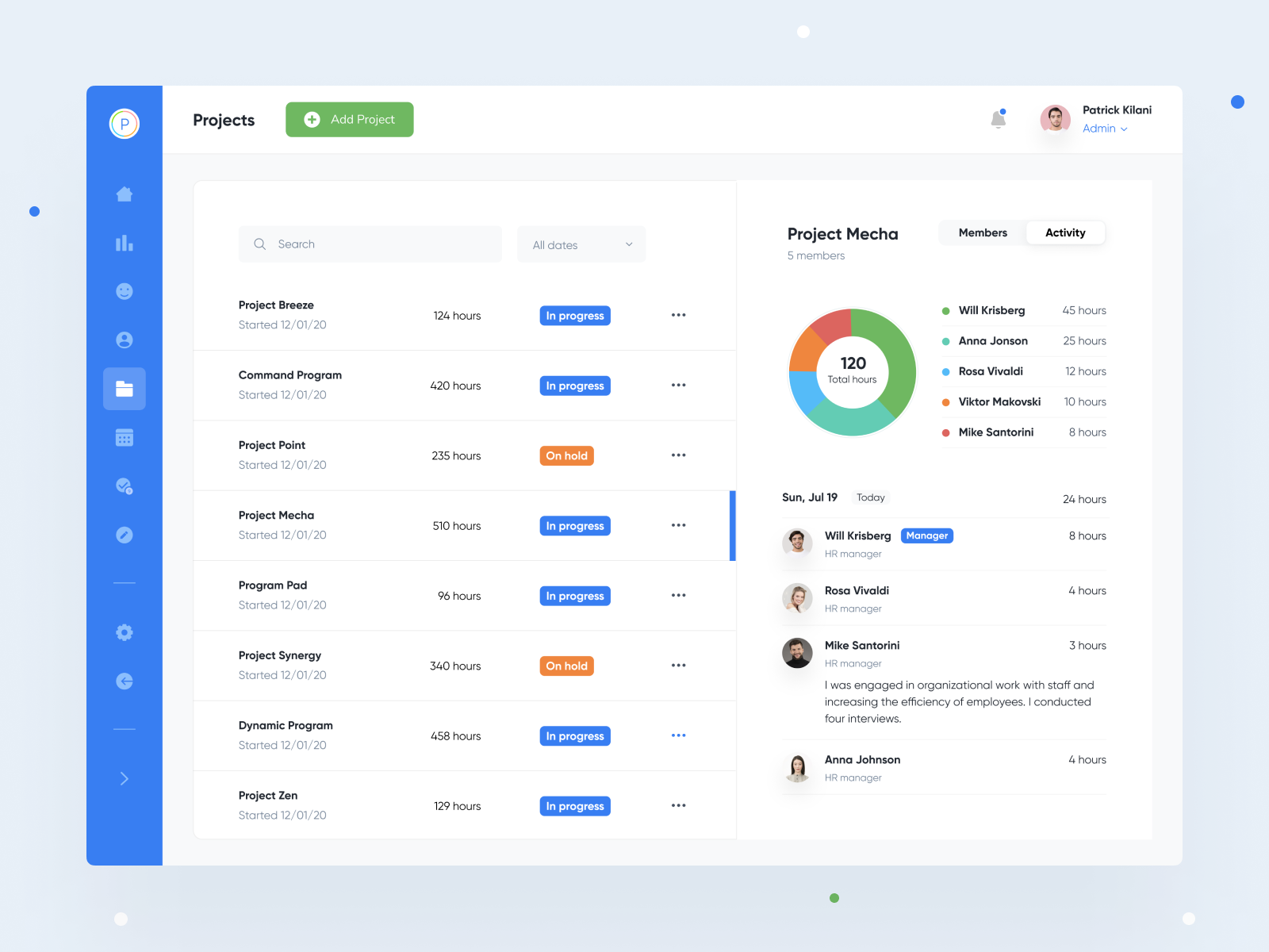 Projects Tracking Dashboard by Roman Surikov for Ronas IT UI/UX Team