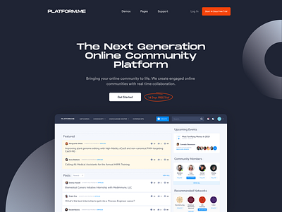 Community Platform - Landing page community landing platform platforms simple ui uidesign ux