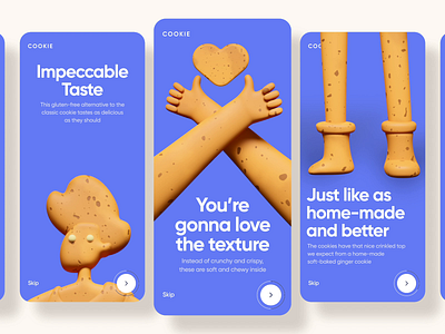 A Cookie Shop 3d animation application clean concept cookie design ios minimal mobile modern onboarding shop ui ux