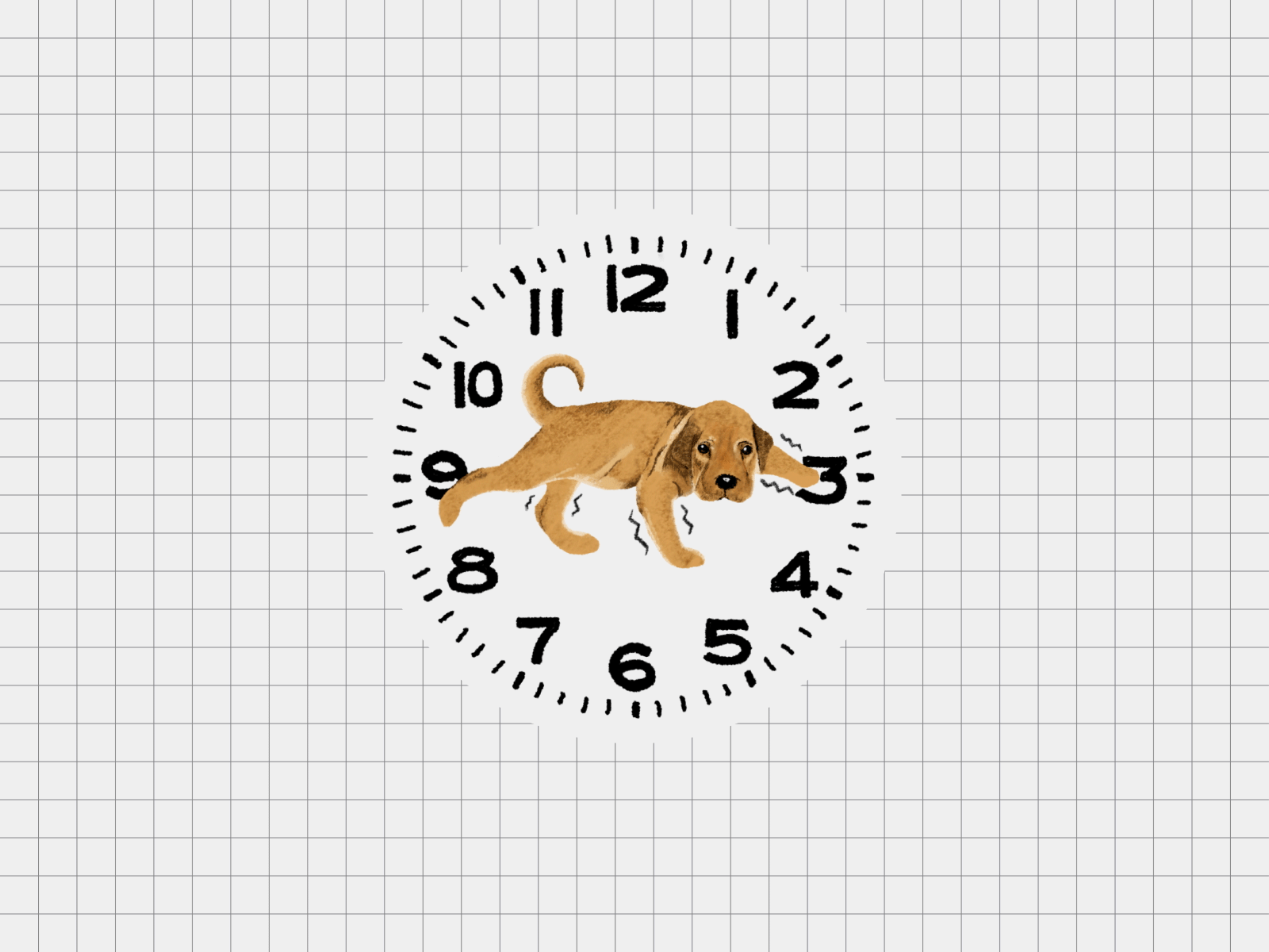 Dog Clock GIF Loop animate animation clock dog gif illustration loop motion graphics puppy