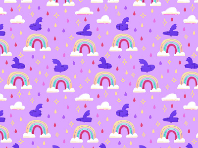 Over the rainbow - repeating pattern childrens illustration rain rainbow rainy rainyday surface pattern design surfacedesign whimsical