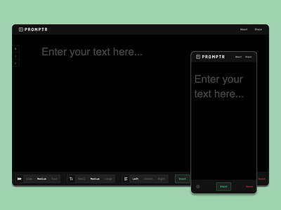 Promptr 2020 dark ui teleprompter ui ui design web design