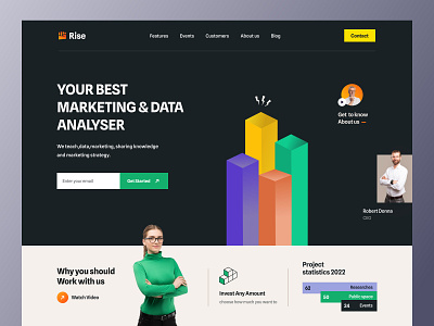 Data Analytics Marketing Agency Landing page agency analytics chart data database digital marketing finance graph green investments layout marketing network saas sales service app startup statistics web design website