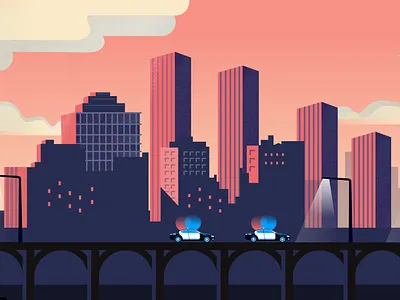 Pangea App 2d 2dart animation app city crime design filmnoire illustration justice police sunset vector view