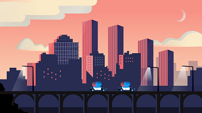 Pangea App 2d 2dart animation app city crime design filmnoire illustration justice police sunset vector view