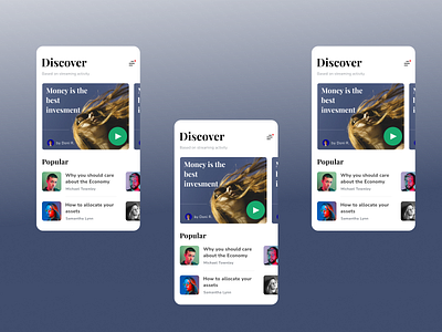 Discover Your Stream app design minimal ui ux