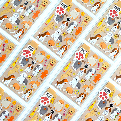 Adopt Me Pls: Dog Sticker Sheet animal beagle dog golden retriever illustration pet pomeranian puppy sheepdog sticker stickers