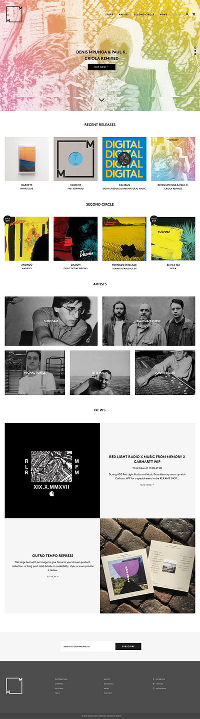 Music From Memory - Website Design