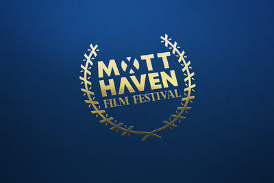 Mott Haven Film Festival branding bronx film festival gold foil laurel wreath logo logo design logo designer mott haven typography vector