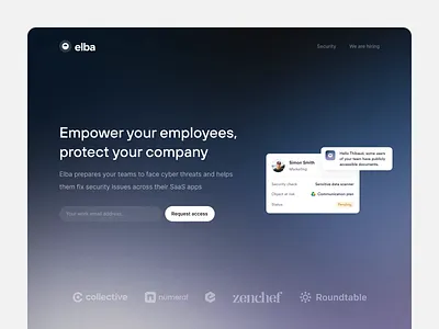 elba — Landing page animation cyber cyber security desktop gradient home landing minimalist product saas saas landing security site web website
