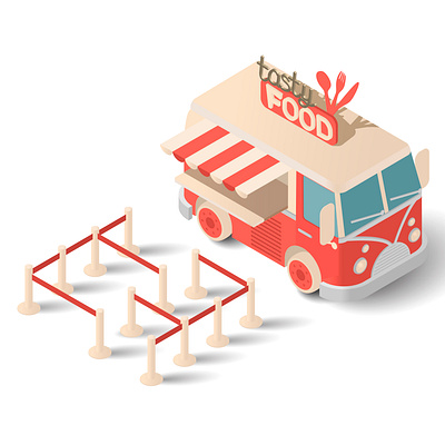 hippy mobile 2 01 food truck isometric illustration vector