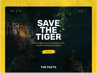 Save the Tiger Website activism animal desktop donation endangered species jungle landing page tiger web webdesign website