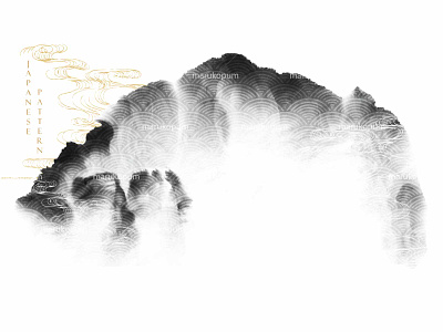 Mountain landscape layout design in oriental style abstract background banner black and white brush stroke chinese painting design hand drawn line illustration japanese mountain landscape pattern vector