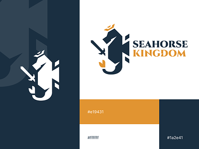 Seahorse Kingdom Logo branding heraldry kings knight logo concept logo design marine royalty sea seahorse seahorse logo sports vector logo warrior logo