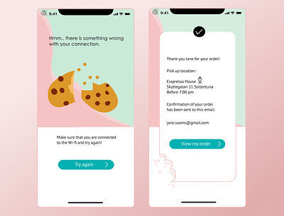 Error and success message with cookies accessibility app design flat illustraion ios iphone ui ux vector