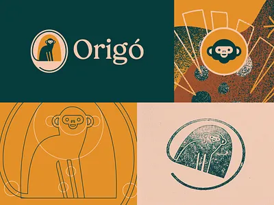 Origó | Brand System brand identity brand system branding character character design coffee design flat icon logo logomark minimal monkey monkey icon monkey logo texture vector