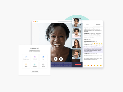 Audience with live polls chat chat app chatting cloud create interface minimal polls product rating survey test testing text tool tools ui user ux web