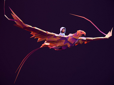 Phoenix - Infinite Skater 3d 3d animation 3d art animation character animation cycle flight game art loop lowpoly lowpoly3d lowpolyart phoenix redshift3d rigged