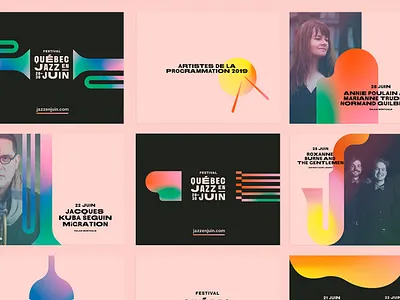 Québec Jazz en Juin brand branding gradients jazz logo logotype music style styleguide summer typography