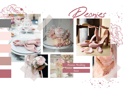 Peonies Wedding Moodboard color palette colors design event moodboard wedding wedding invitation