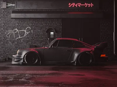 Tokyo Nights 3d art art direction cgi cinema 4d corona renderer cyberpunk design porsche rwb tokyo