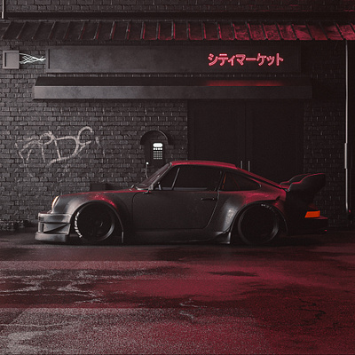 Tokyo Nights 3d art art direction cgi cinema 4d corona renderer cyberpunk design porsche rwb tokyo