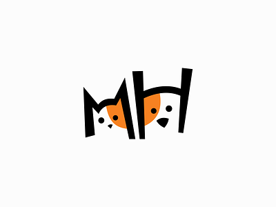 Cat And Dog Logo for Sale animal branding cartoon cat cute design dog friends geometric illustration logo mark mascot mh original pet premium simple vector vet