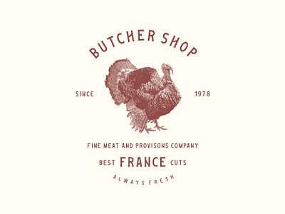 Butcher Shop turkey vintage logo animal background beef bird butcher caracter drawing farm handraw lind logotype meat nature retro silhouette stamp template thanksgiving vintage