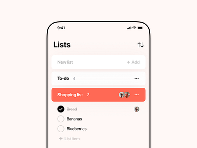 Lists app checkbox checklist icon icons ios ios app iphone iphone 12 list list view lists shared list shopping shopping list todo todo list ui ux