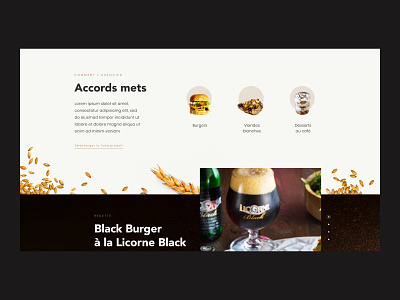 Brasserie Licorne - Food pairings alcohol art direction beer brasserie brewery drinks food pairing france ingredients licorne product page texture ui unicorn