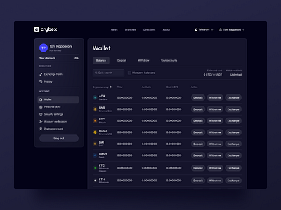 Crybex Wallet 3d 3d illustration bitcoin branding crypto crypto exchange cryptocurrency cryptocurrency exchange dark dark theme dashboard design exchange illustration ui ui design wallet web design