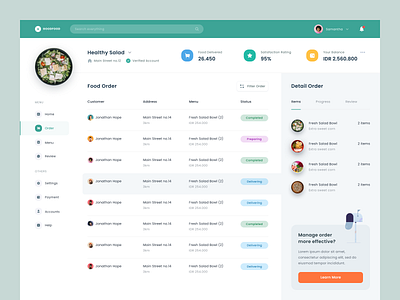 #Exploration - Seller Dashboard app clean dashboard data delivery design desktop detail food list order profile restaurant table ui user ux website whitespace