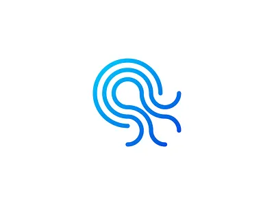 Octopus logo animal blue branding design gradient lines logo logodesign logodesigner mark ocean octopus logo sea simple symbol