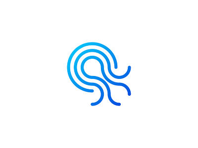 Octopus logo animal blue branding design gradient lines logo logodesign logodesigner mark ocean octopus logo sea simple symbol