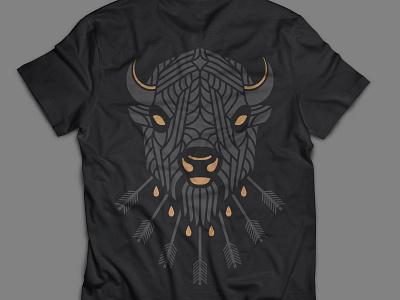 Buffalo t-shirt design character design flat geometric art graphic design illustration illustrator merch silkscreen print tee design thick lines tshirt design