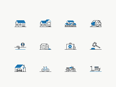Insurance Icons Part 2 accident bicycle insurance boat insurance building and contents health insurance home house icons illustration illustrator insurance life insurance motorbike insurance pet insurance property damage simple swimming pool ui illustration vector