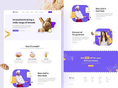 breadgo - bread landing page 🍞 bread chef clean design food food app home landingpage nice order people project purchase purple taste ui vektora web webdesign website