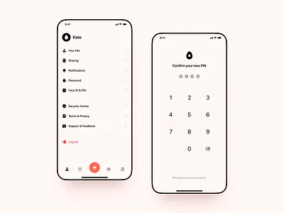 Account & Security account account settings icon icon set icons ios ios 14 ios app iphone log out mobile mobile app mobile ui notifications passcode pin pin code profile settings