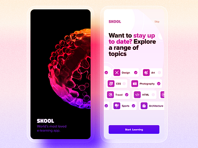 Skool - E-Learning Educational Platform application course course app e learning education lessons lms mobile app mobile application online online course platform school skillshare skool students study tasks udemy visual design