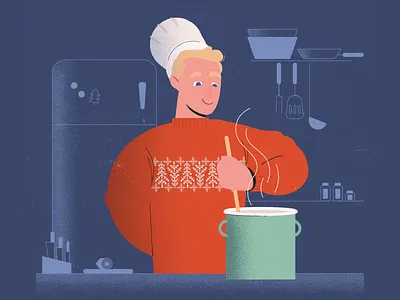 Christmas cooking art character character animation christmas cook cooking design food food and drink holiday illustration photoshop recipe vino wine xmas