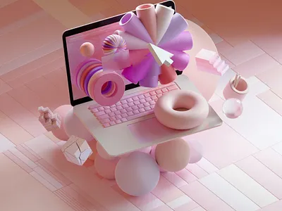 Pastel UI 3d 3d illustration abstract c4d cinema4d design illustration octane octanerender ui